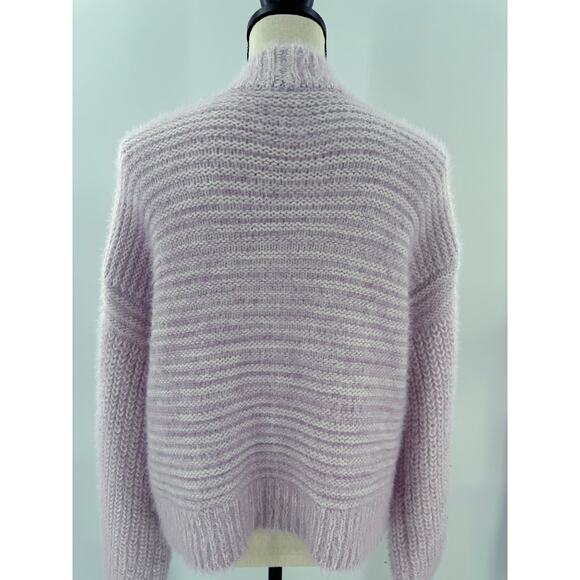 Akemi & Kin Anthropologie Pink White Fuzzy Cardigan Sweater Open Cardi One Size - Picture 2 of 10